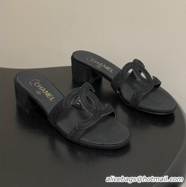 ​Good Product Chanel Suede Heeled Mules Sandals G47250 Black 2026