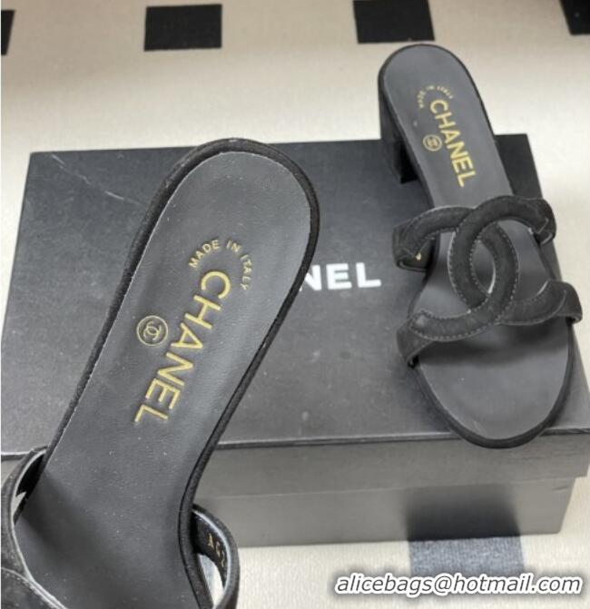 ​Good Product Chanel Suede Heeled Mules Sandals G47250 Black 2026