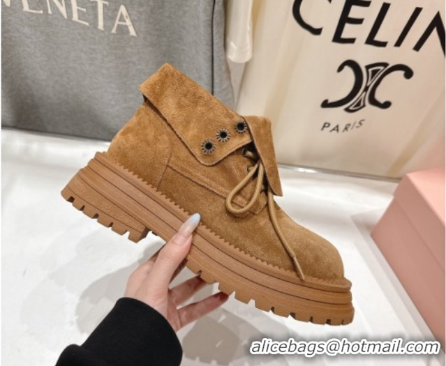 Good Product Miu Miu Suede Laced-up Shoes Brown2 MM120803 1208044