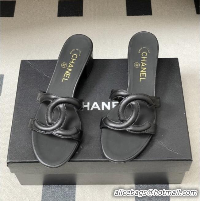 ​Top Quality Chanel Lambskin Heeled Mules Sandals G47250 Black 2026