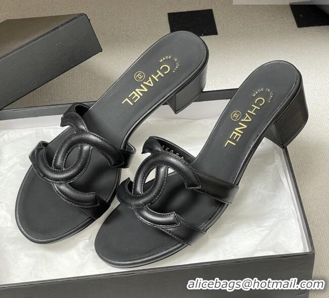 ​Top Quality Chanel Lambskin Heeled Mules Sandals G47250 Black 2026
