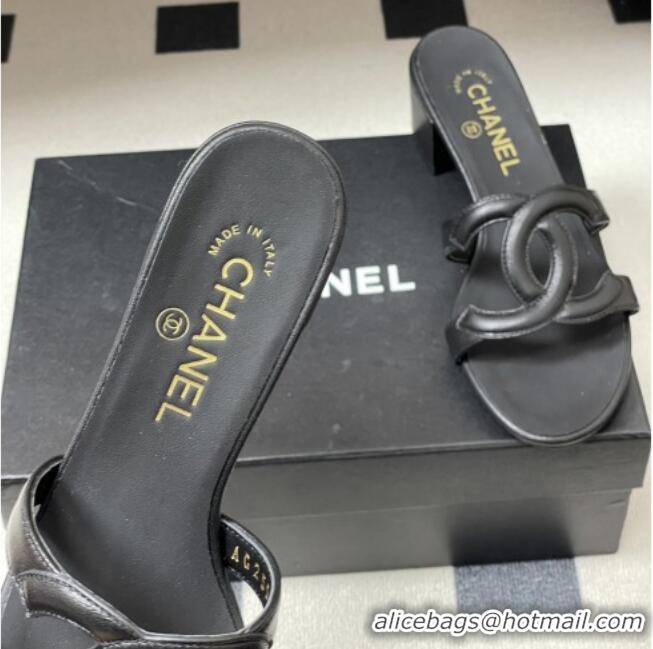 ​Top Quality Chanel Lambskin Heeled Mules Sandals G47250 Black 2026