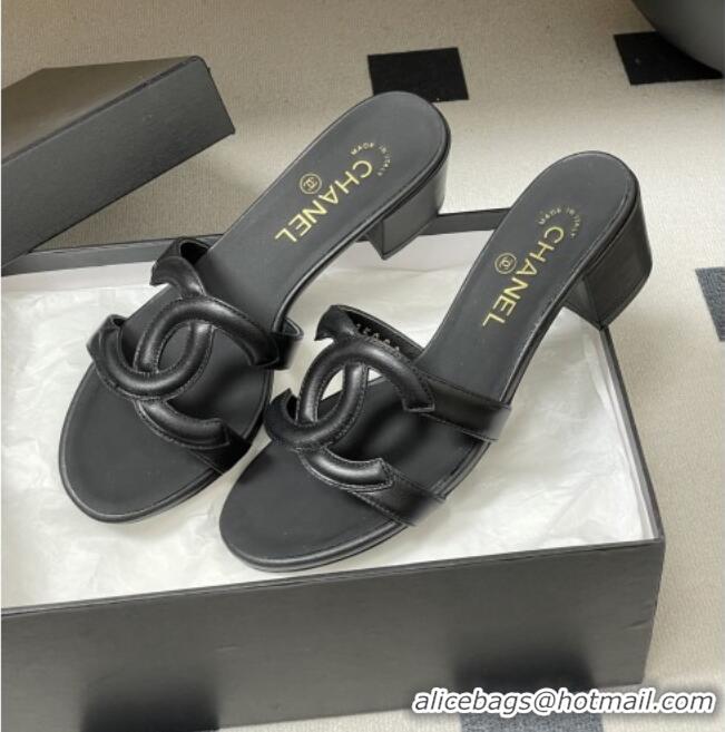 ​Top Quality Chanel Lambskin Heeled Mules Sandals G47250 Black 2026