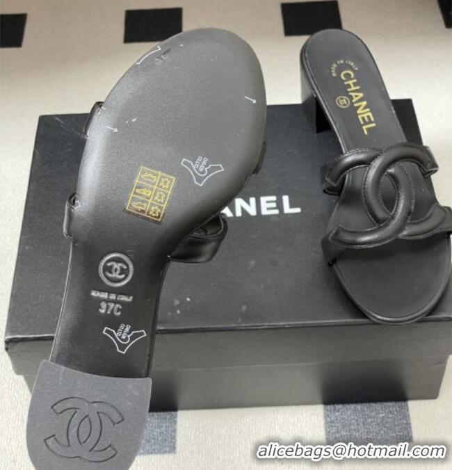 ​Top Quality Chanel Lambskin Heeled Mules Sandals G47250 Black 2026