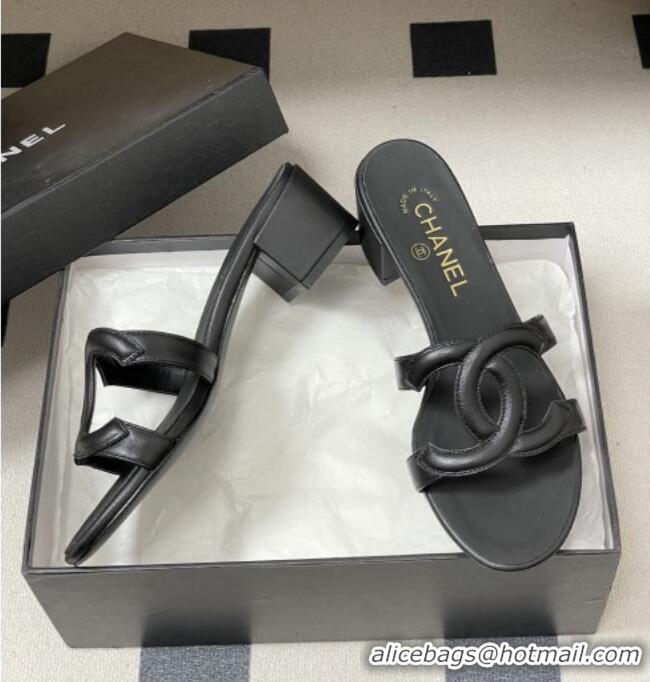 ​Top Quality Chanel Lambskin Heeled Mules Sandals G47250 Black 2026