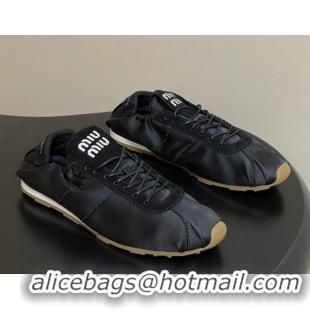 Shop Cheap Miu Miu Plume satin sneakers 5E570E Black 2026