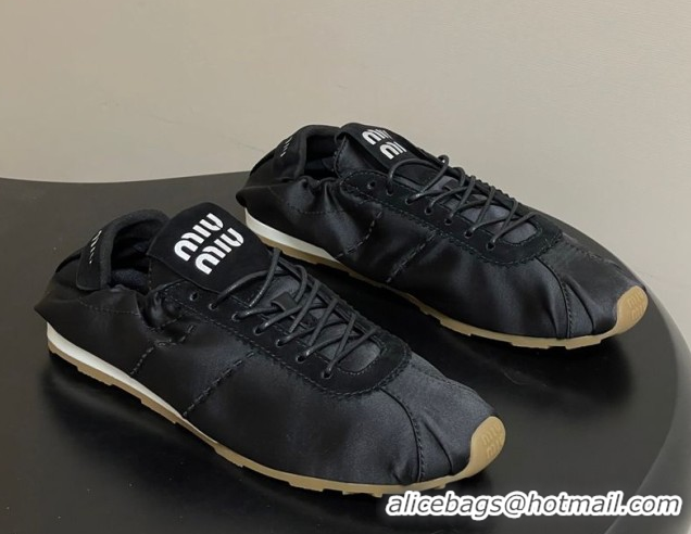 Shop Cheap Miu Miu Plume satin sneakers 5E570E Black 2026