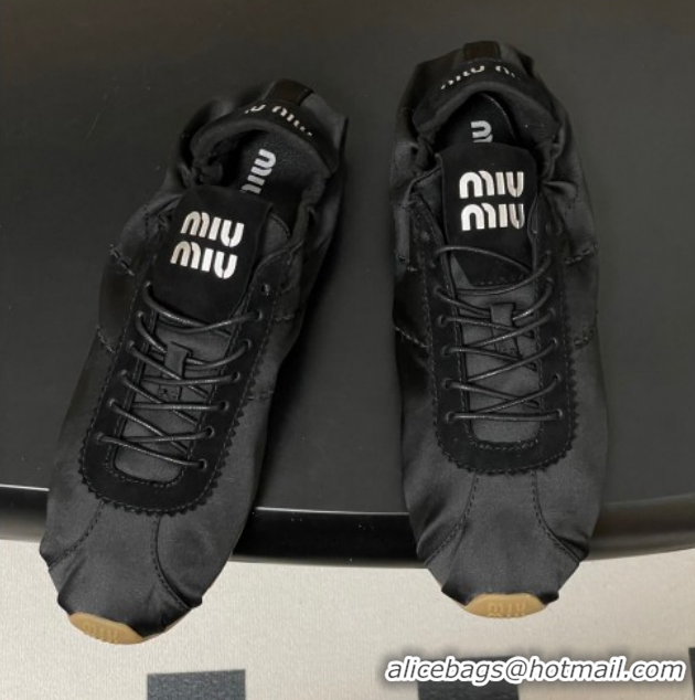 Shop Cheap Miu Miu Plume satin sneakers 5E570E Black 2026