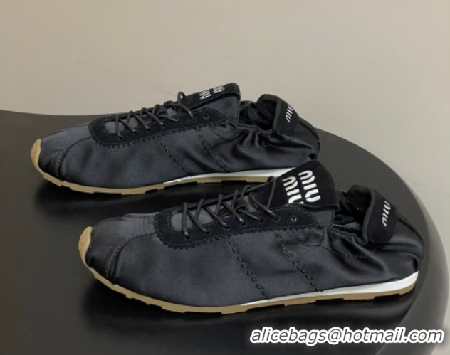 Shop Cheap Miu Miu Plume satin sneakers 5E570E Black 2026