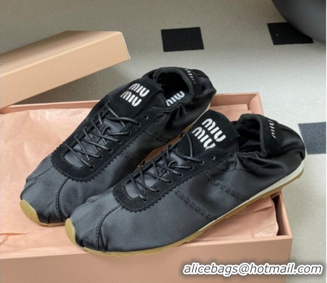 Shop Cheap Miu Miu Plume satin sneakers 5E570E Black 2026