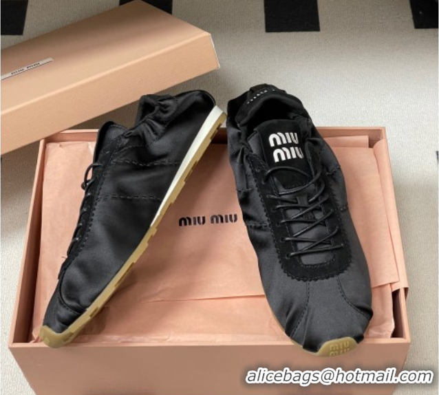 Shop Cheap Miu Miu Plume satin sneakers 5E570E Black 2026