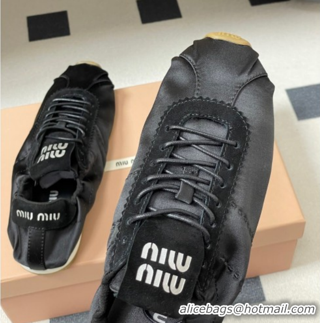 Shop Cheap Miu Miu Plume satin sneakers 5E570E Black 2026