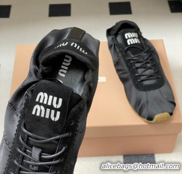 Shop Cheap Miu Miu Plume satin sneakers 5E570E Black 2026