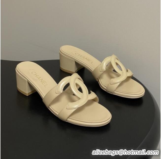 Good Product Chanel Lambskin Heeled Mules Sandals G47250 Beige 2026