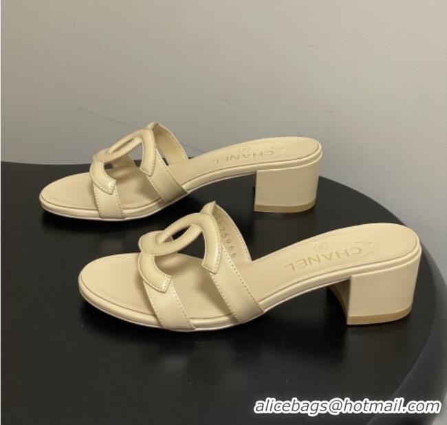 Good Product Chanel Lambskin Heeled Mules Sandals G47250 Beige 2026