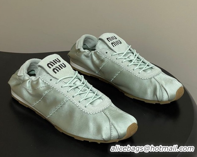 Popular Style Miu Miu Plume satin sneakers 5E570E Green 2026