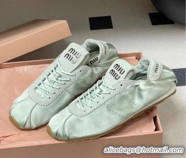Popular Style Miu Miu Plume satin sneakers 5E570E Green 2026