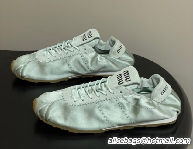 Popular Style Miu Miu Plume satin sneakers 5E570E Green 2026