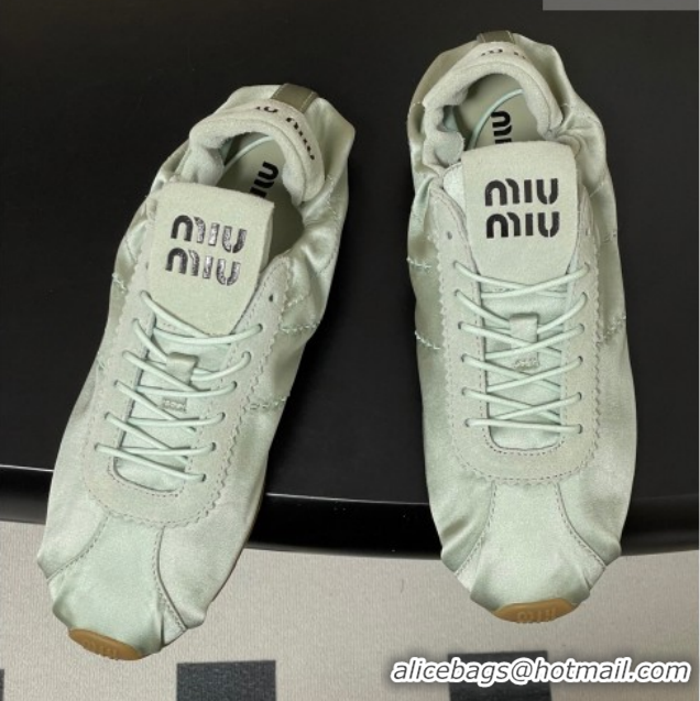 Popular Style Miu Miu Plume satin sneakers 5E570E Green 2026