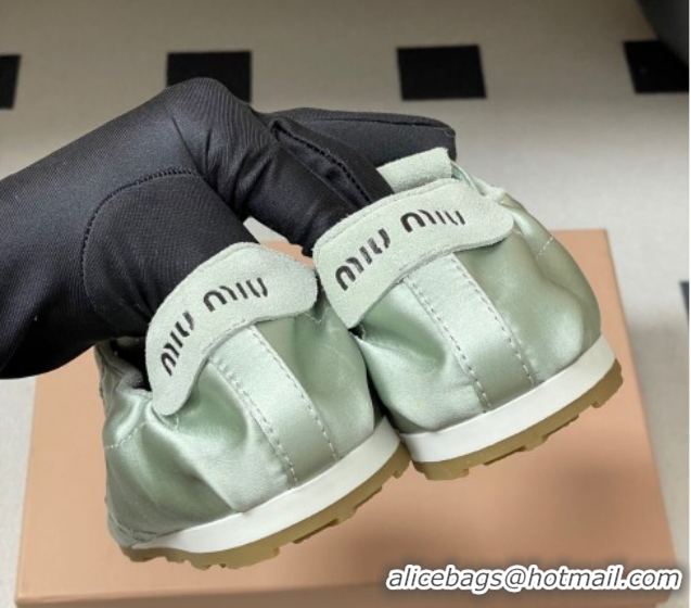 Popular Style Miu Miu Plume satin sneakers 5E570E Green 2026