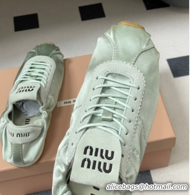 Popular Style Miu Miu Plume satin sneakers 5E570E Green 2026