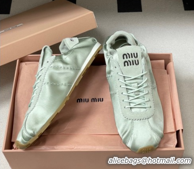 Popular Style Miu Miu Plume satin sneakers 5E570E Green 2026