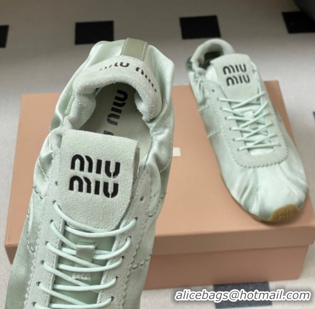Popular Style Miu Miu Plume satin sneakers 5E570E Green 2026