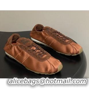Good Looking Miu Miu Plume satin sneakers 5E570E Cocoa Brown 2026