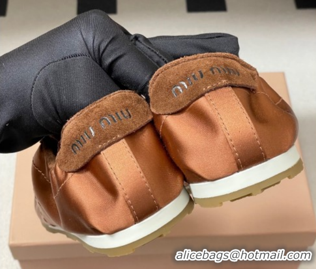 Good Looking Miu Miu Plume satin sneakers 5E570E Cocoa Brown 2026