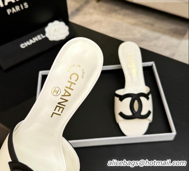 ​Classic Promotional Chanel Lambskin Mules Sandals with 45mm Heel G47252 White 2026