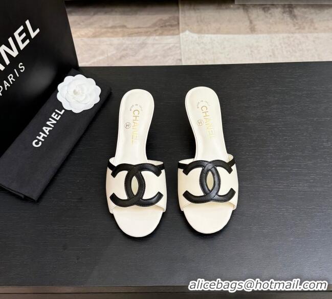 ​Classic Promotional Chanel Lambskin Mules Sandals with 45mm Heel G47252 White 2026