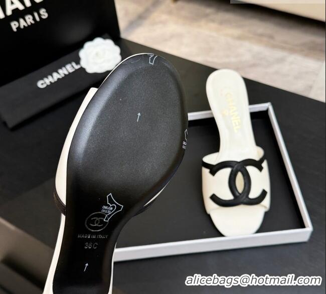 ​Classic Promotional Chanel Lambskin Mules Sandals with 45mm Heel G47252 White 2026