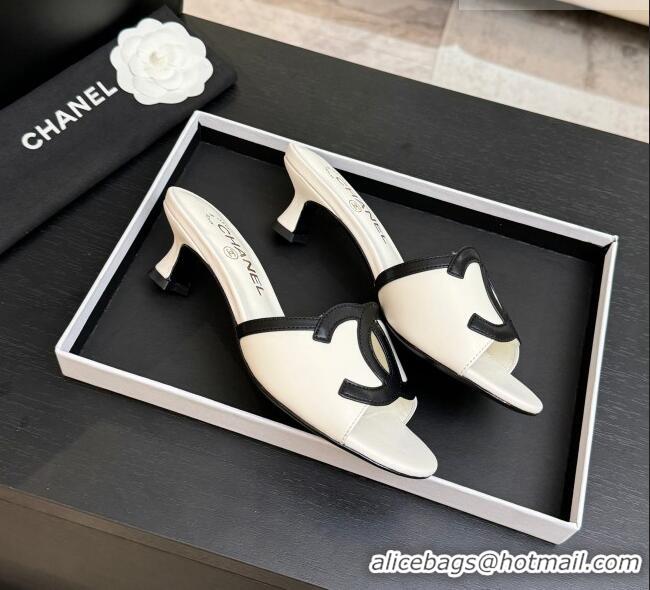 ​Classic Promotional Chanel Lambskin Mules Sandals with 45mm Heel G47252 White 2026