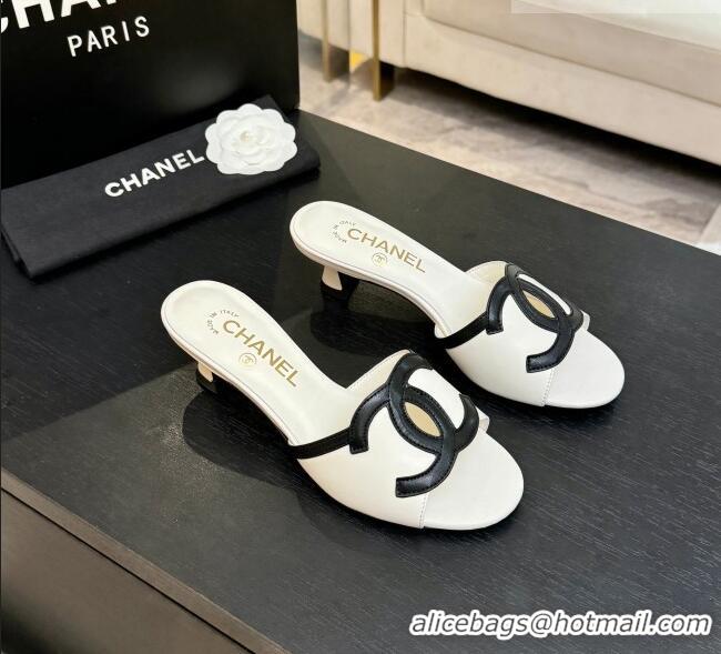 ​Classic Promotional Chanel Lambskin Mules Sandals with 45mm Heel G47252 White 2026