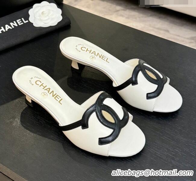 ​Classic Promotional Chanel Lambskin Mules Sandals with 45mm Heel G47252 White 2026