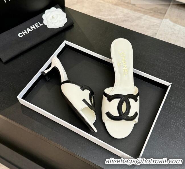 ​Classic Promotional Chanel Lambskin Mules Sandals with 45mm Heel G47252 White 2026