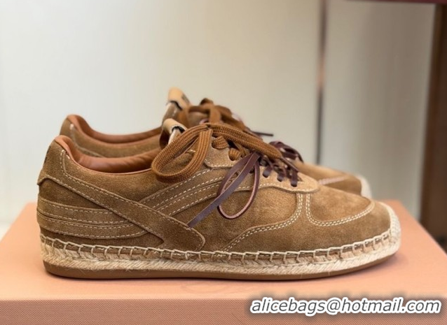 Durable Miu Miu Suede Espadrille Sneakers Light Brown MM120804 1208064