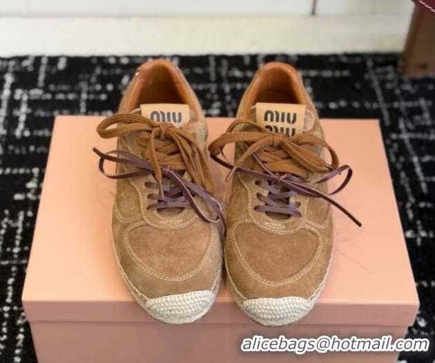 Durable Miu Miu Suede Espadrille Sneakers Light Brown MM120804 1208064