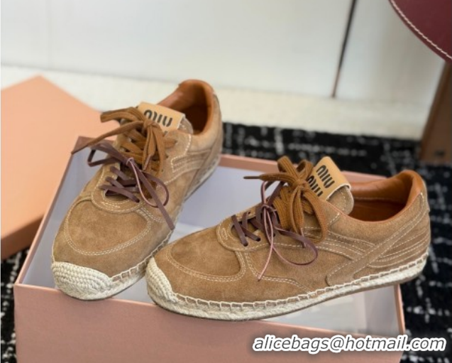 Durable Miu Miu Suede Espadrille Sneakers Light Brown MM120804 1208064