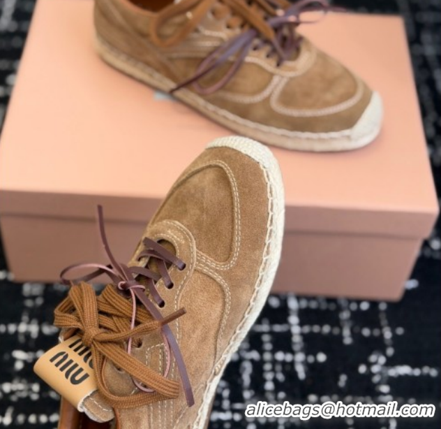 Durable Miu Miu Suede Espadrille Sneakers Light Brown MM120804 1208064