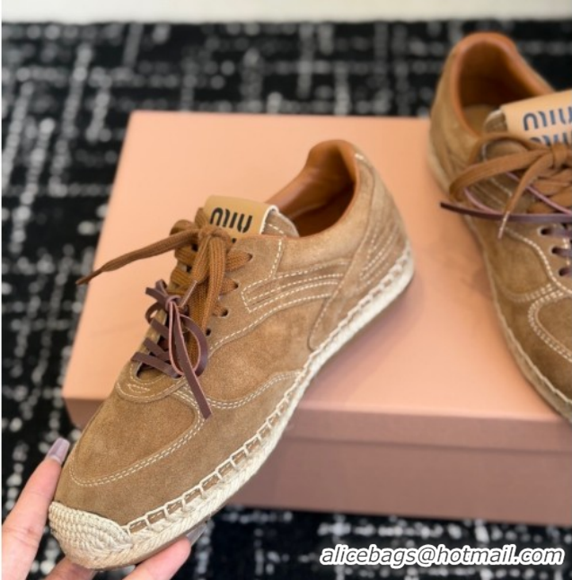 Durable Miu Miu Suede Espadrille Sneakers Light Brown MM120804 1208064
