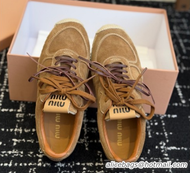 Durable Miu Miu Suede Espadrille Sneakers Light Brown MM120804 1208064