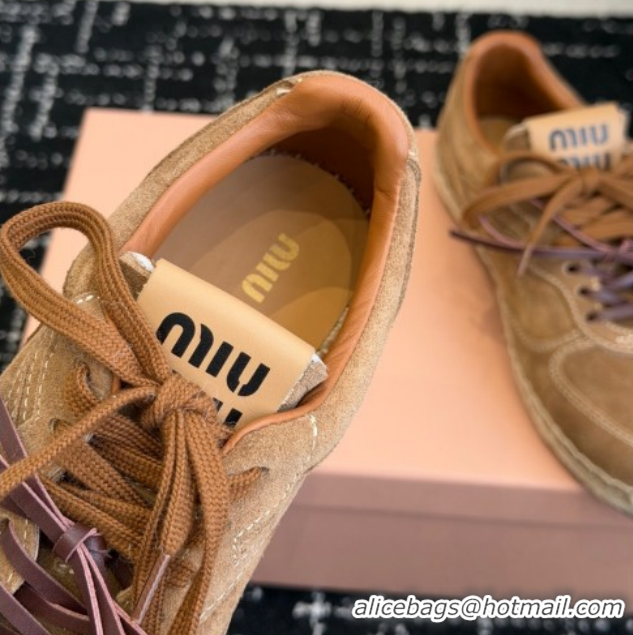Durable Miu Miu Suede Espadrille Sneakers Light Brown MM120804 1208064