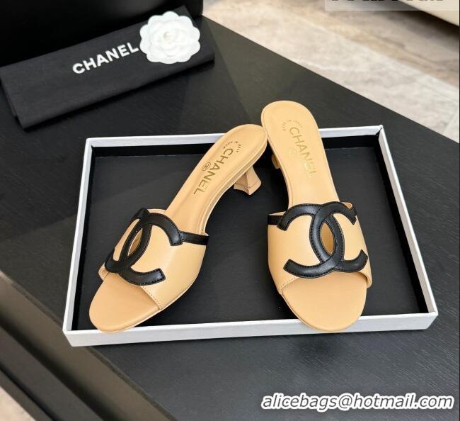 Traditional Specials Chanel Lambskin Mules Sandals with 45mm Heel G47252 Beige 2026