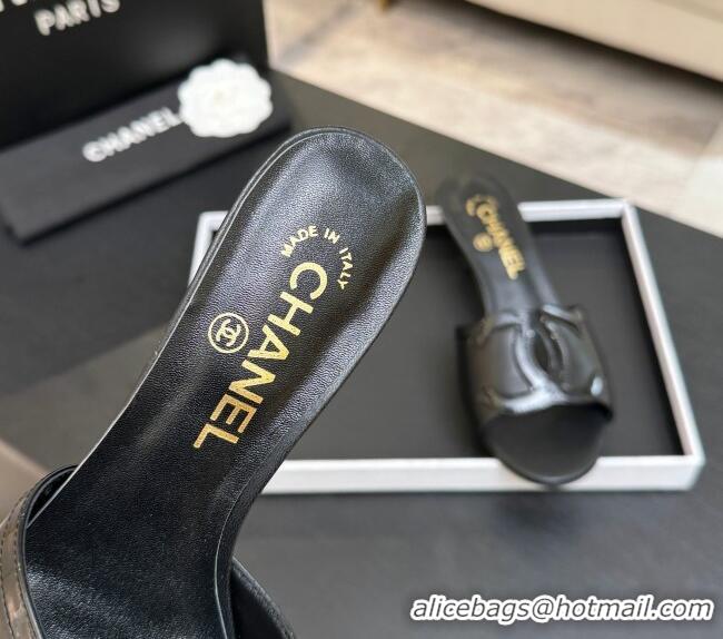 ​Shop Discount Chanel Lambskin & Patent Leather Mules Sandals with 45mm Heel G47252 Black 2026