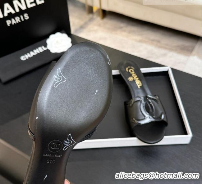​Shop Discount Chanel Lambskin & Patent Leather Mules Sandals with 45mm Heel G47252 Black 2026