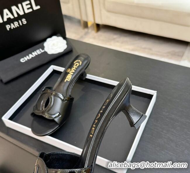 ​Shop Discount Chanel Lambskin & Patent Leather Mules Sandals with 45mm Heel G47252 Black 2026