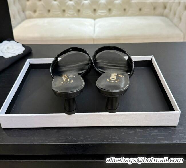 ​Shop Discount Chanel Lambskin & Patent Leather Mules Sandals with 45mm Heel G47252 Black 2026