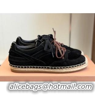Low Price Miu Miu Suede Espadrille Sneakers Black MM120804 1208065