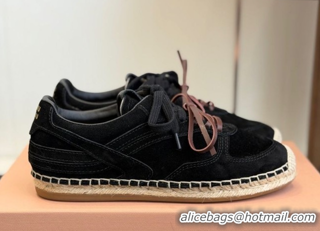 Low Price Miu Miu Suede Espadrille Sneakers Black MM120804 1208065